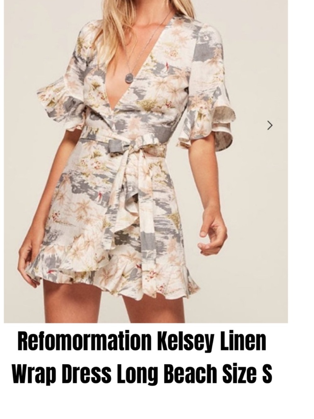 Refomormation Kelsey Linen Wrap Dress Long Beach Size S